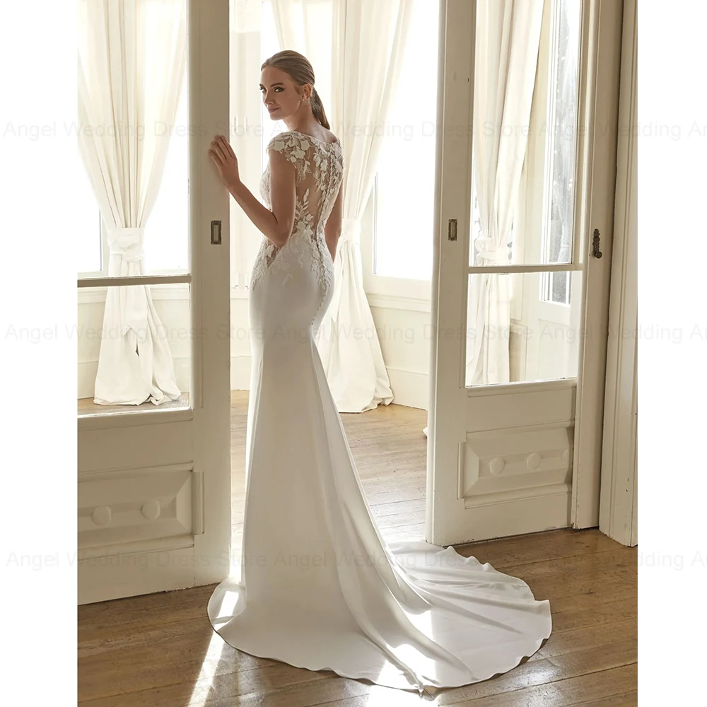 ANGEL فساتين زفاف فاخرة مخصصة حورية البحر الوهم مثير فساتين زفاف طويلة زينة طول الأرض سحاب Vestidos de Novia