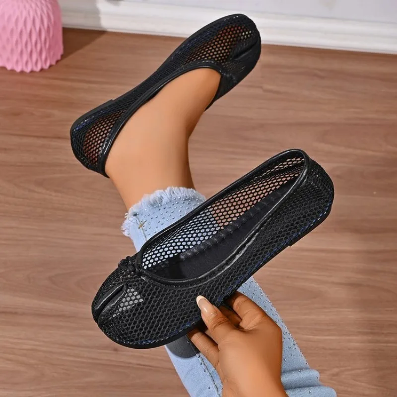 Women's Flats Round Toe Flat Heel Mesh Upper Slip-On Style Bow Detail Casual Walking Daily Footwear Classic Standard Flat Shoes