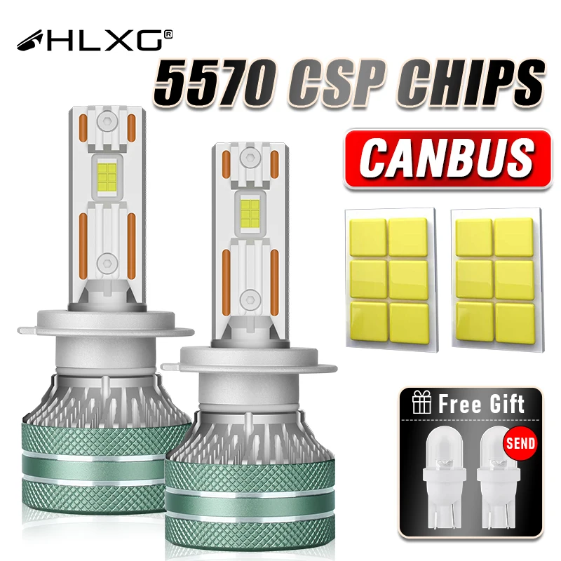 HLXG H7 Led Canbus H4 H11 H1 Car Headlight Bulbs 300W 30000LM HB3 9005 HB4 9006 9012 Hir2 LED 6000K Cold White Fog Light 12V 24V