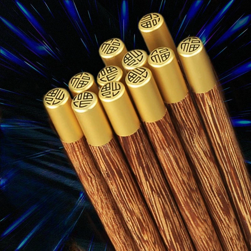 Chinese Chicken Wing Wood Chopsticks Non Slip Solid Wood Red Sandalwood No Paint Mildew Proof Household Chopsticks