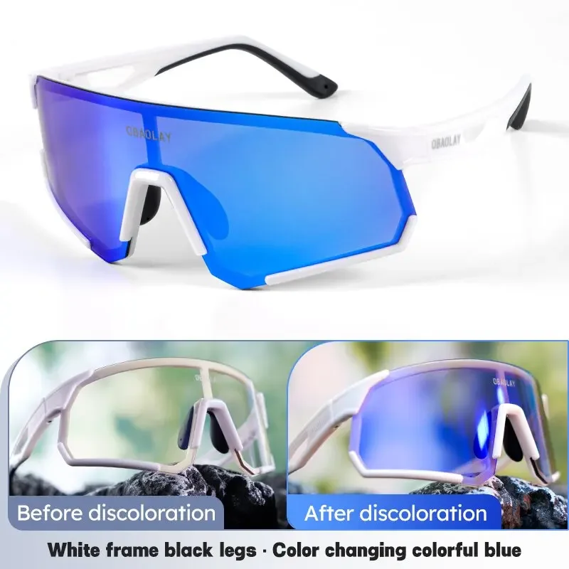 Photochromic Bicycle Glasses for Men, Fishing Sunglasses, Outdoor, Running, Golf, Cycling Sports Goggles, UV400