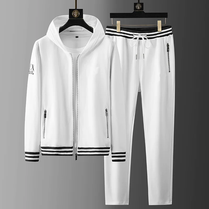 European sports suit men\'s round neck T-shirt spring and autumn new casual pants collocation handsome clothes men tracksuit