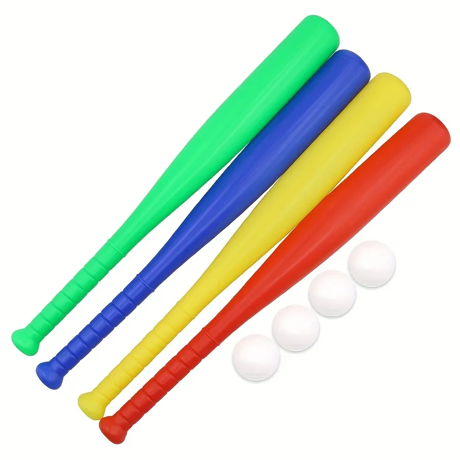 2/4pcs Lightweight Plastic Baseball Bat with Ball Set Training Practice Bat for Beginners Outdoor Sports Equipment for JXB