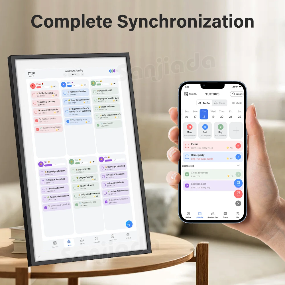 Digital Photo Frame Electronic Chore Char To-Do List Planner for Home with WiFi Sync 15.6"  Family Smart Digital Calendar