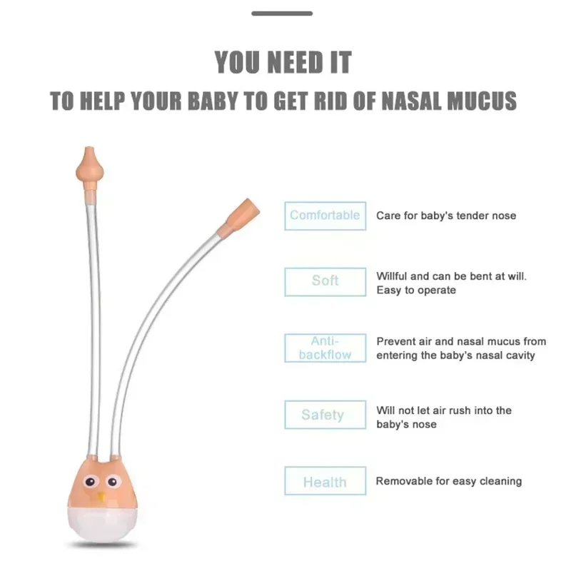 Mouth Suction Nasal Aspirator for Baby Infant Cleaning Nose Inhaler Nasal Mucus Clean Pipe Anti-reflux Nasal Aspirator