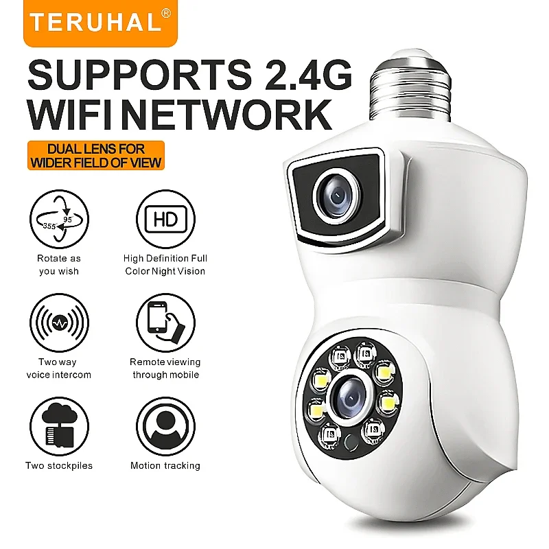 

HD Full Color Night Vision Dual Lens Surveillance Camera Intelligent Motion Tracking Two-Way Voice Call Mobile Remote Monitoring