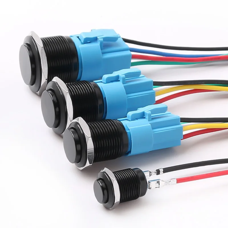 12/16/19/22mm nenhum interruptor de botão 1no1nc impermeável do metal das luzes liso/cabeça alta momentâneo que trava aço inoxidável