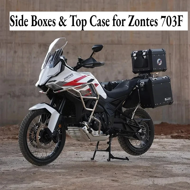 

3PCS Motorcycle Aluminum Alloy Side Boxes & Top Case for Zontes 703F Luggage System Moto Panniers Tail Storage Box Trunk Rack