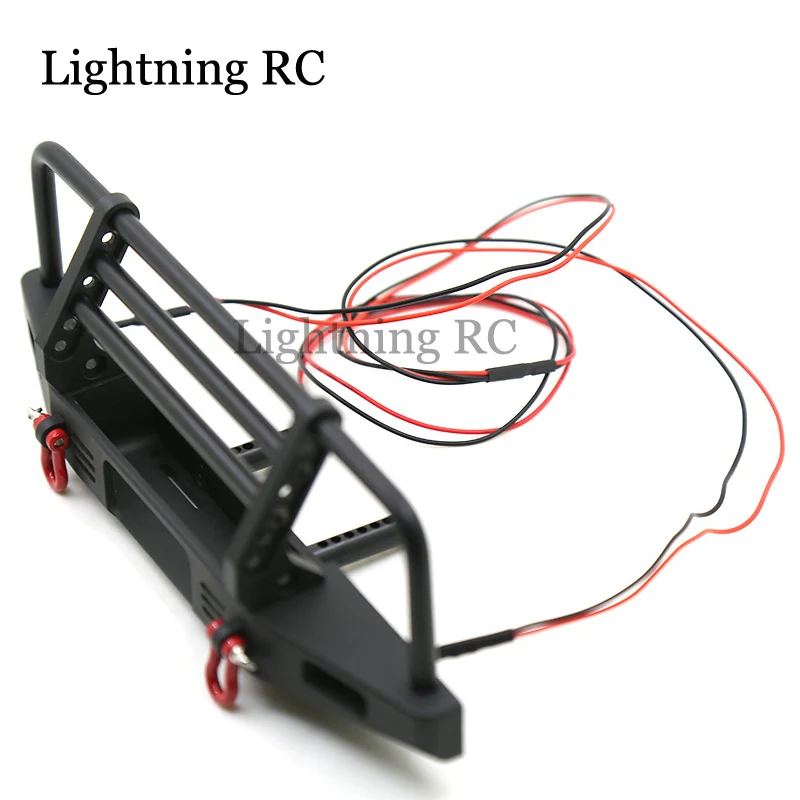 Adjustable Metal Front Bumper with LED LIght for 1/10 RC Crawler Car TRX4 Defender Axial SCX10 SCX10 II 90046 Upgrade Parts