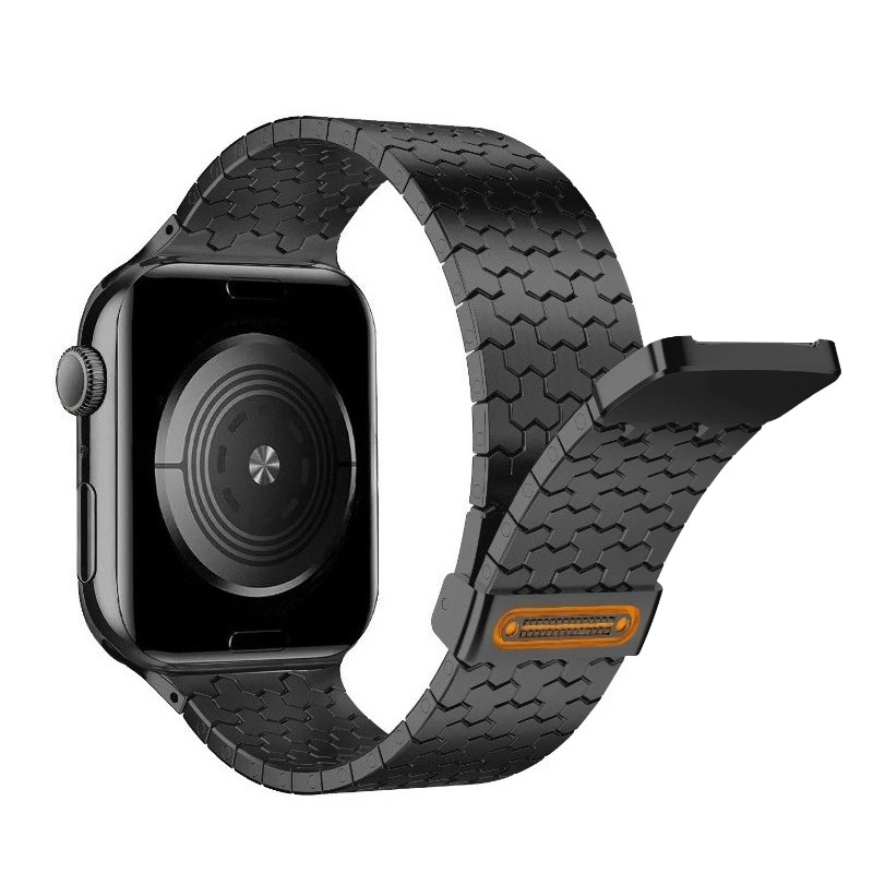 Y Shape Honeycomb Pattern Double Magnetic Steel Metal Strap for Apple iWatch 44 45 46 49mm Personalized Replacement Wristband