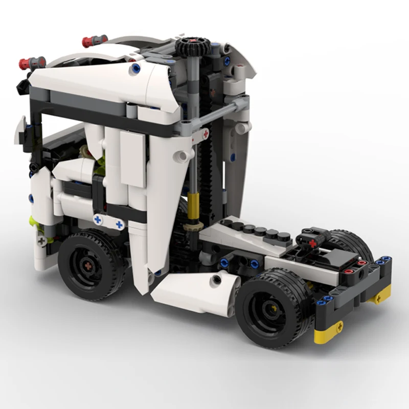 Stadt Auto Modell MOC Bausteine Weiß Transport Semi-Lkw Modulare Technologie Kinder Urlaub Geschenke Montieren Spielzeug Anzug