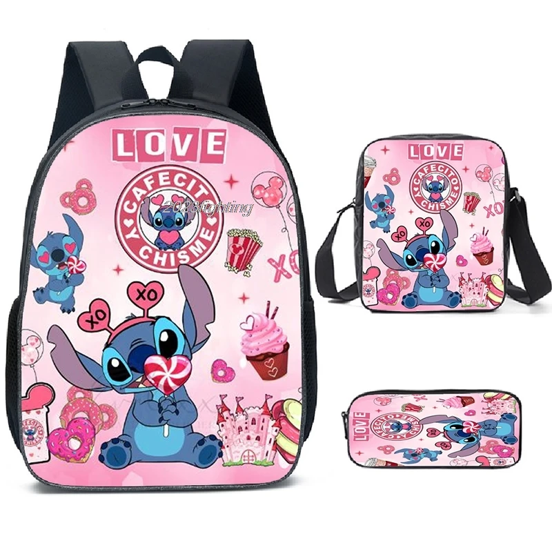 3pcs Lilo & Stitch  School bags with Shoulder Bags Pencil Bags Cartoon Children's Backpack Primary Anime Travel Bags