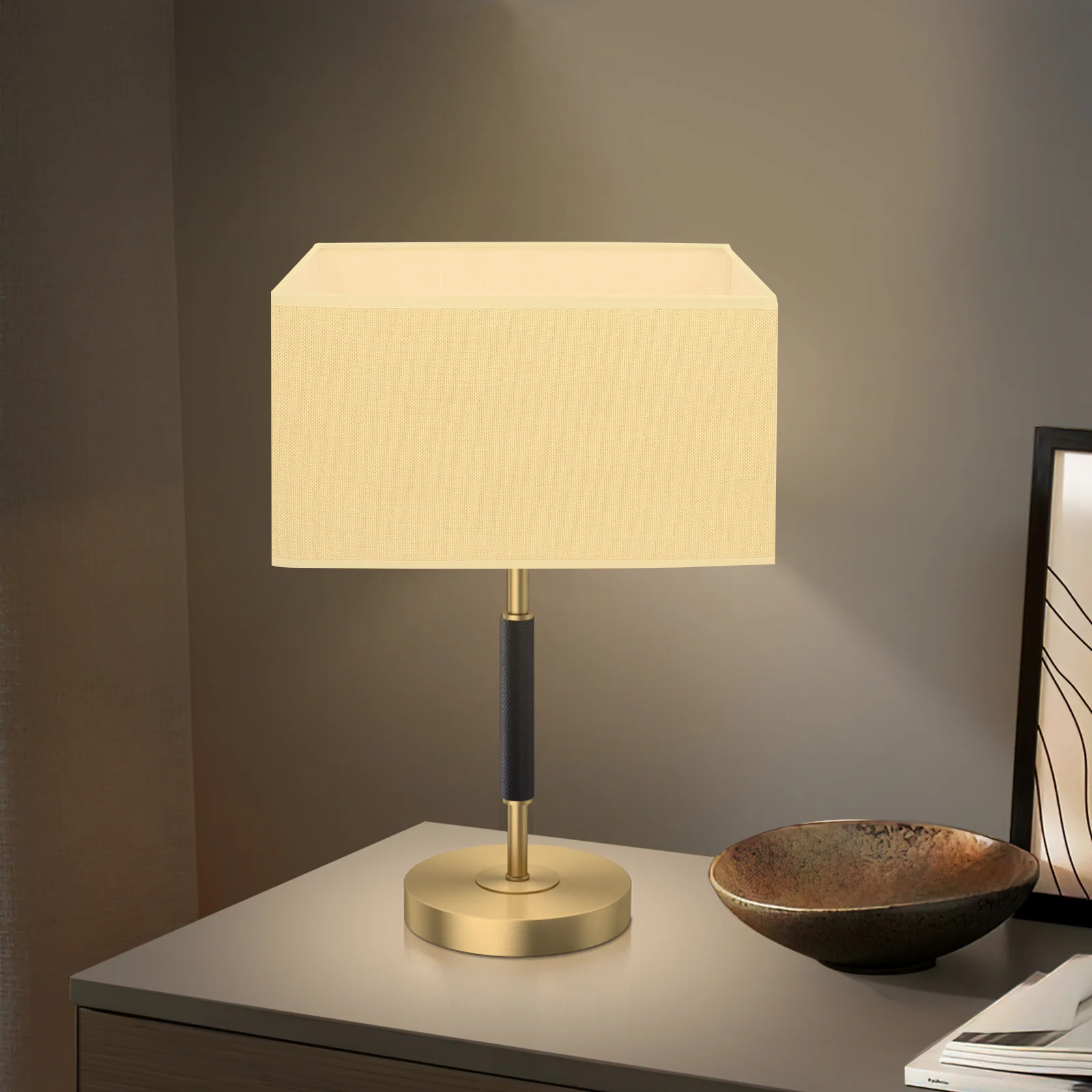 

Linen Fabric Table Lamp Shade Rectangular Dust-Proof Cover For Home Bedroom Study Simple Cloth Light Cover Lighting