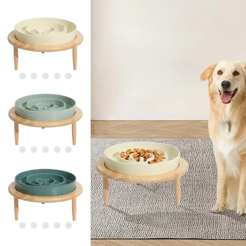 

Dog Bowls Slow Feeder Anti Slip Ceramic Dog Feeding Bowl Wood Elevated Base Feeding Supplies Slow Feeder Dishwasher Safe supply