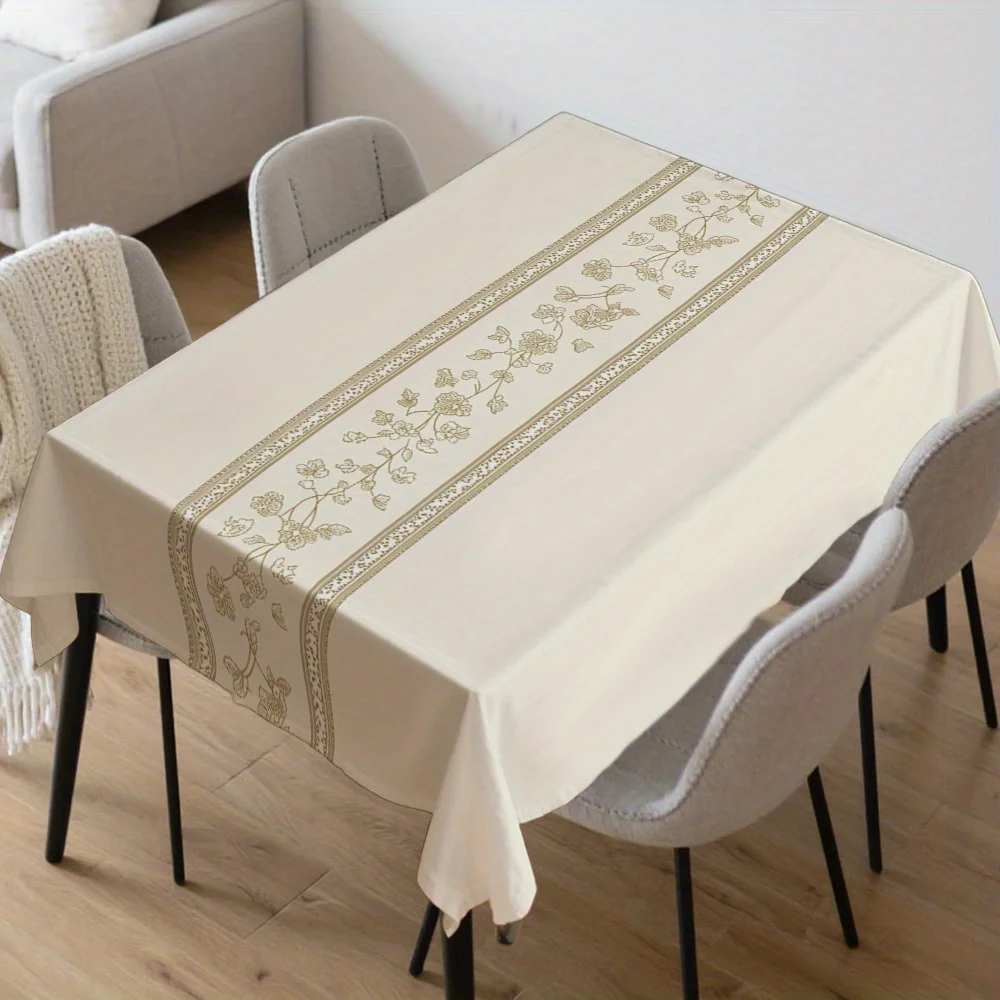 One-piece design of floral vertical-striped rectangular tablecloth, adding an elegant touch to the dining table