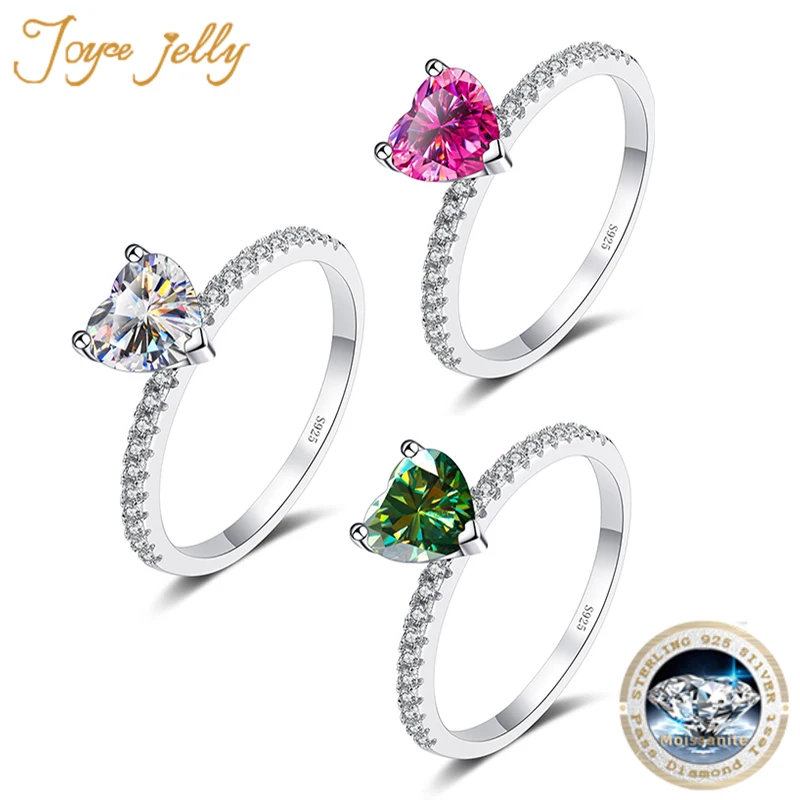 

JoyceJelly 1ct-2ct Heart Shaped Moissanite Ring Come With GRA Certi Lab Diamond Jewelry S925 Sterling Silver Plated With Pt950