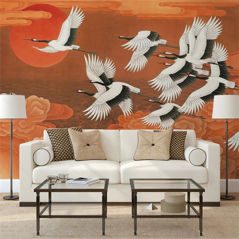 Custom Auspicious clouds cranes TV background wallpapers for living room sofa country tide mural waterproof wallpaper wall paper