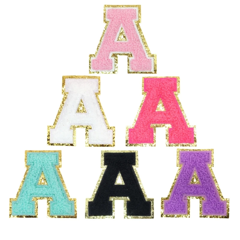 6pcs Chenille Letters Patches Embroidery Iron on Letters Patch Appliques for Clothing Stickers DIY Accessories Large size: 8.2CM