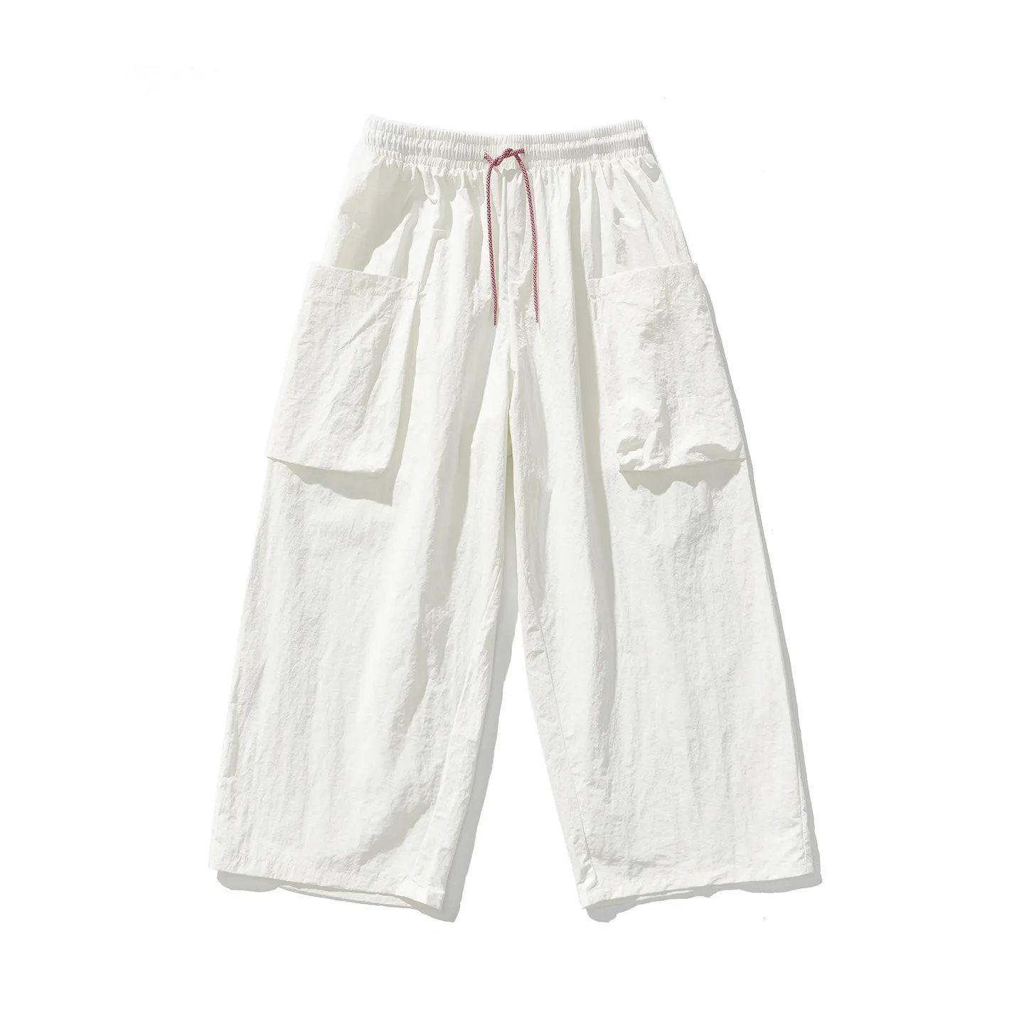 

Men's Lightweight Cargo Wide Leg Pants Straight Loose Streetwear Casual Pants Men Summer Drawstring Loose Couple Harem Trousers