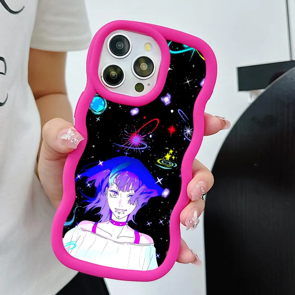 

JJK Kirara Hoshi Phone Case for iPhone 17 16 15 14 13 12 11 Air Pro Max Plus Red Soft TPU Wavy Edge Cover