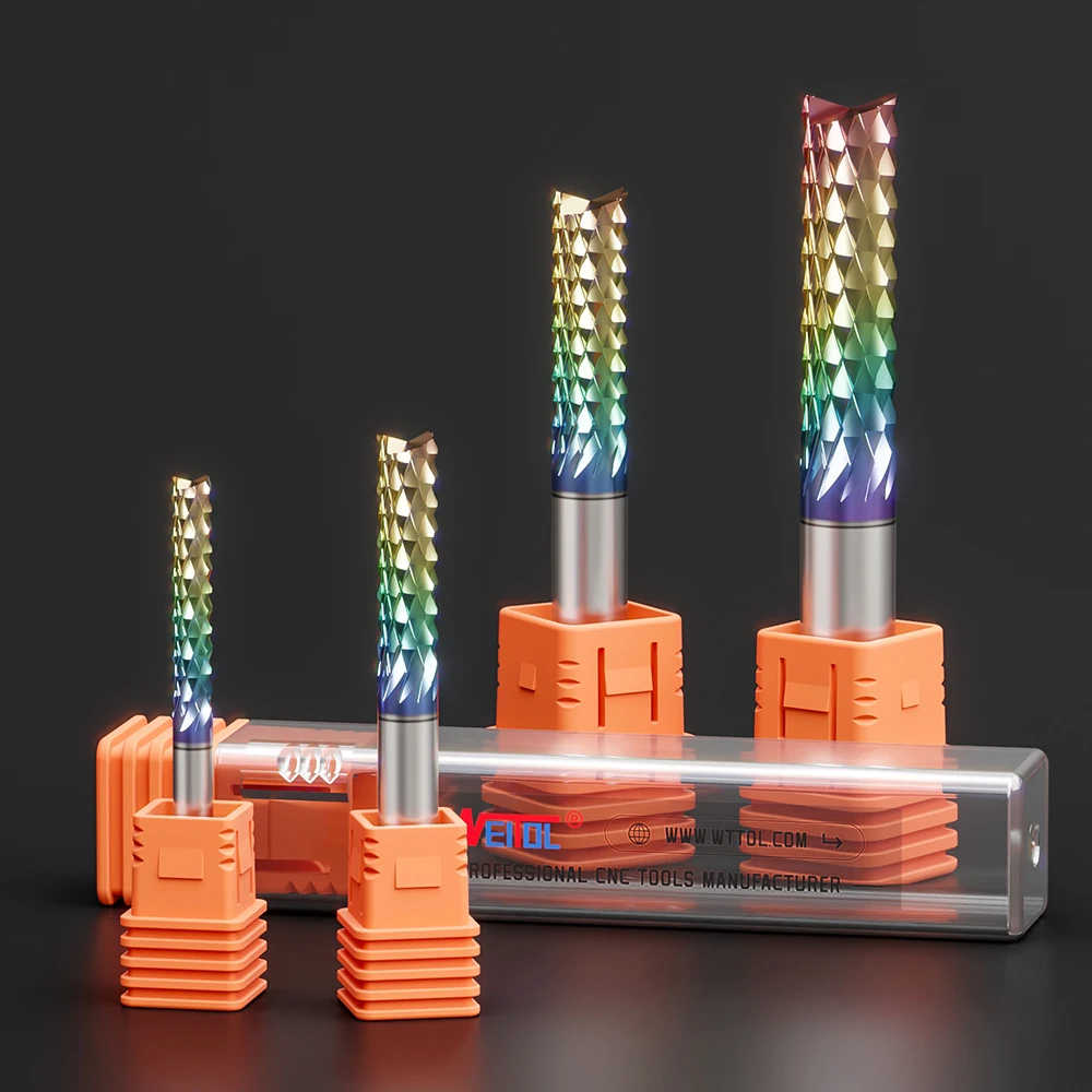 WeiTol V shape corn teeth end mill with DLC coating CNC milling cutter shank 4 6 8 10mm
