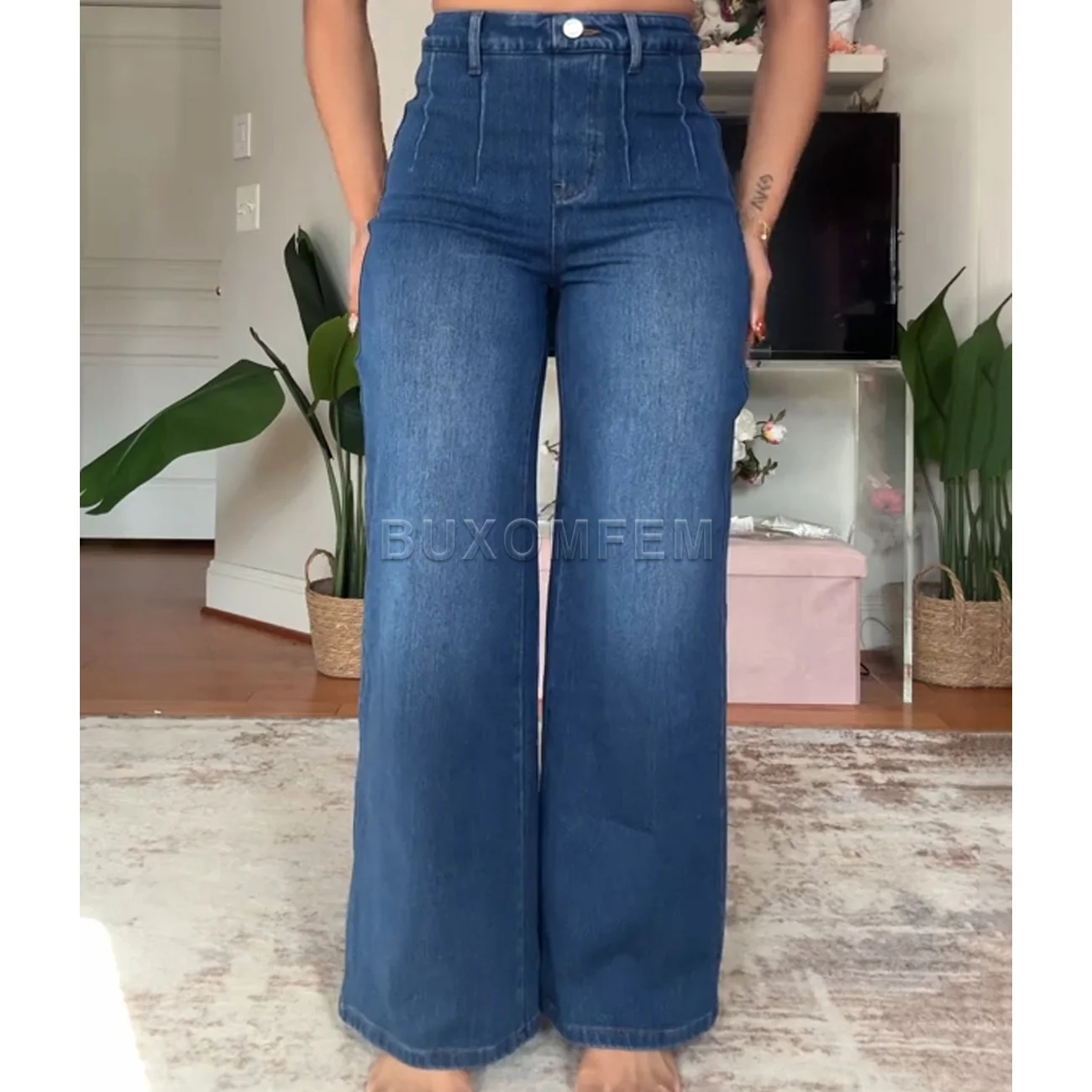 Women's High Stretch High Waisted Wide Leg Pants Ladies New Streetwear Outfits Stylish Full Length Straight Trousers Outwear