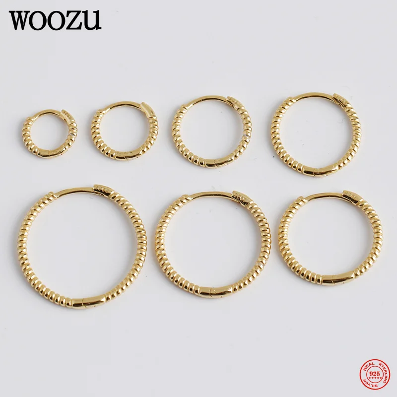 WOOZU 925 Sterling Silver Gothic Simple Twist Huggie Hoop Earrings for Women Men Statement Charms Ear Buckle Jewelry Accessories