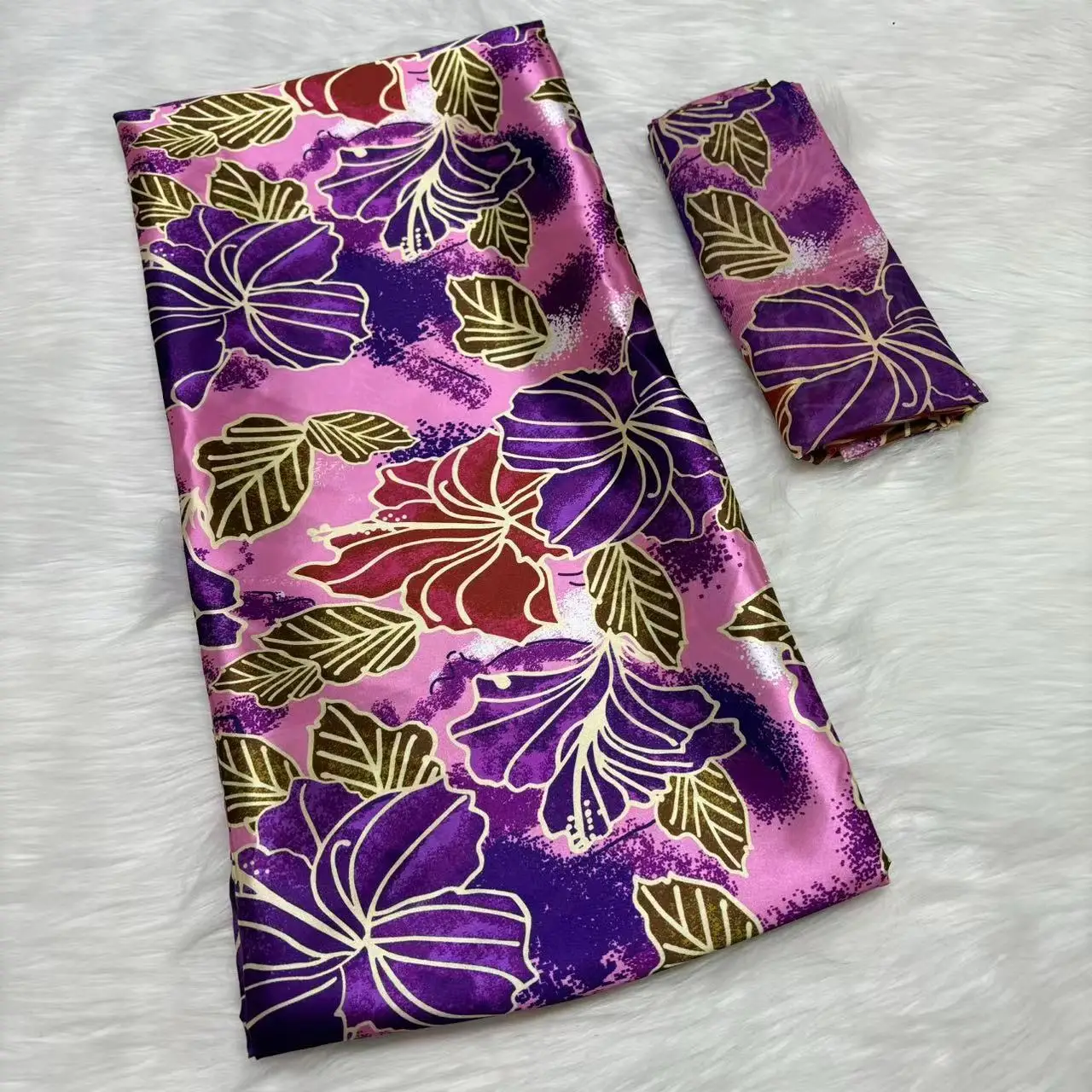 4+2 Yards Soft Satin Silk Fabric African Women Ankara Prints High Quality Ghana Design Wax Prints For DIY Fabric Dress b49-2