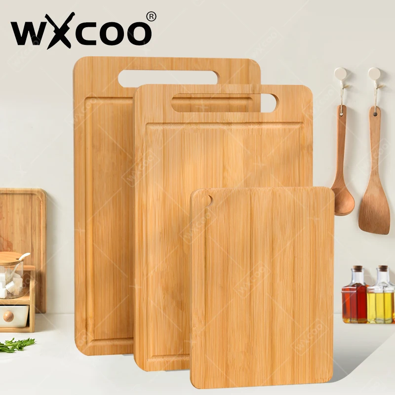 

WXCOO кухонная разделочная доска, двусторонняя разделочная доска из натурального бамбука, кухонная сервировочная доска для мяса, овощей, фруктов