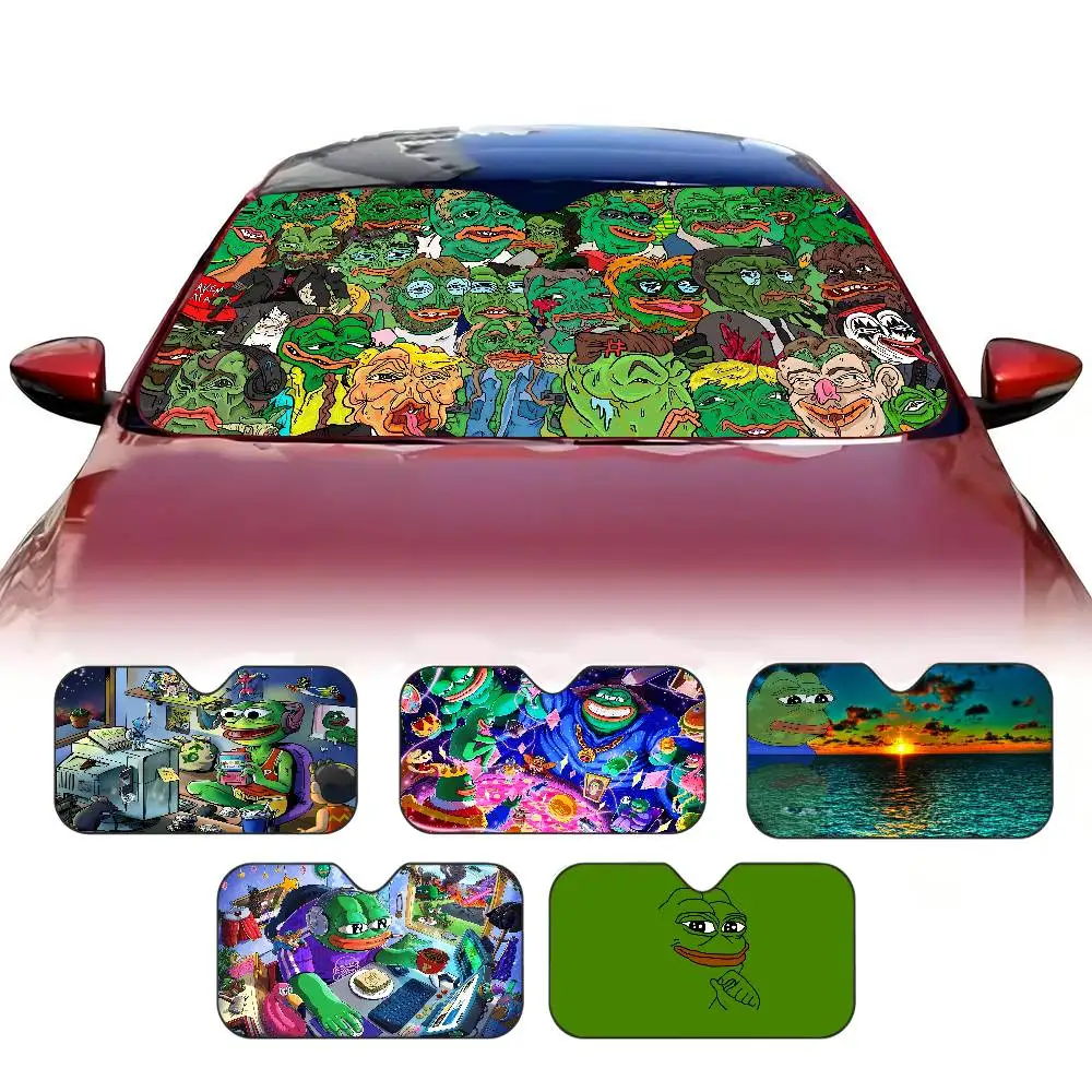 

P-Pepe The Sad Frog Car Windshield Funny Sun Shade Foldable UV Ray Sun Visor Protector Sunshade For Front Window