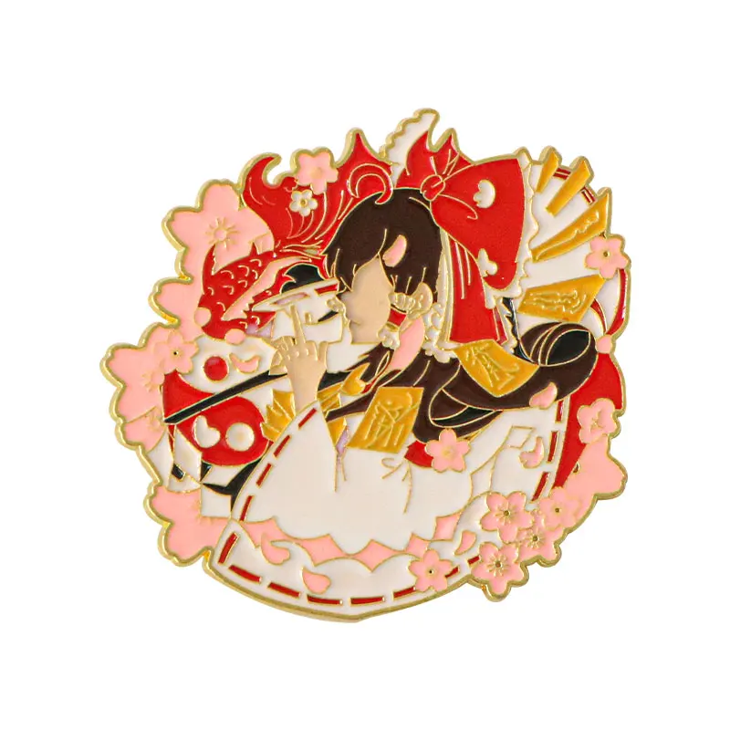 Figura del proyecto Touhou del juego japonés Hakurei Reimu Izayoi Sakuya Saigyouji Yuyuko, broche de Metal, decoración para Cosplay, accesorios para bolsa