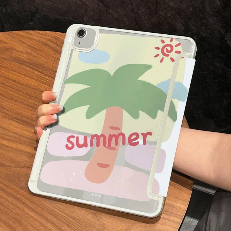 Funda acrílica de PU para Ipad Pro 10,5, carcasa de PC de verano, Coconut Tree, Air 5, Air 4, 10,9, Pro 11, 2nd, 3rd, 4th, 10,2, 7th, 8th, 9th Gen