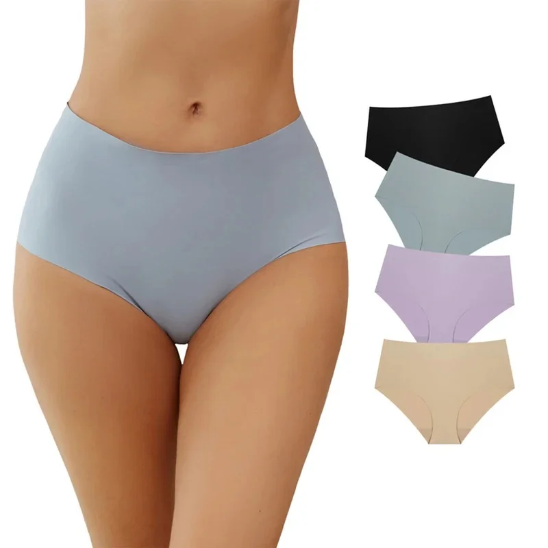 Women's Sports Breathable Quick Drying Seamless Underwear  Summer Thin Breathable Briefs Solid Color High-waisted Panties