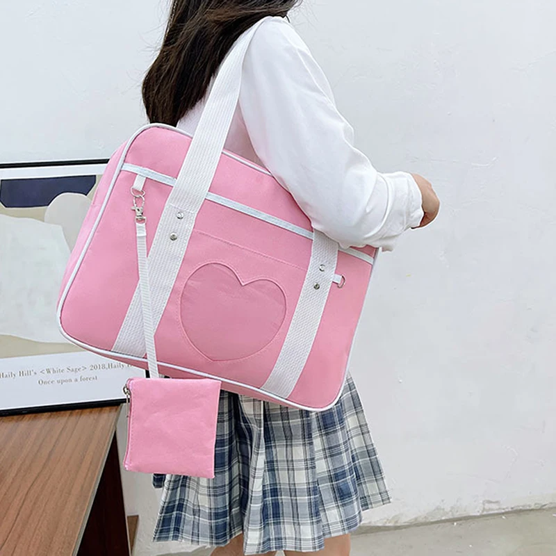 Japanese JK School Heart Uniform Bags Women\'s Student Handbag Cosplay Anime Shoulder Bag Large Capacity Handbags