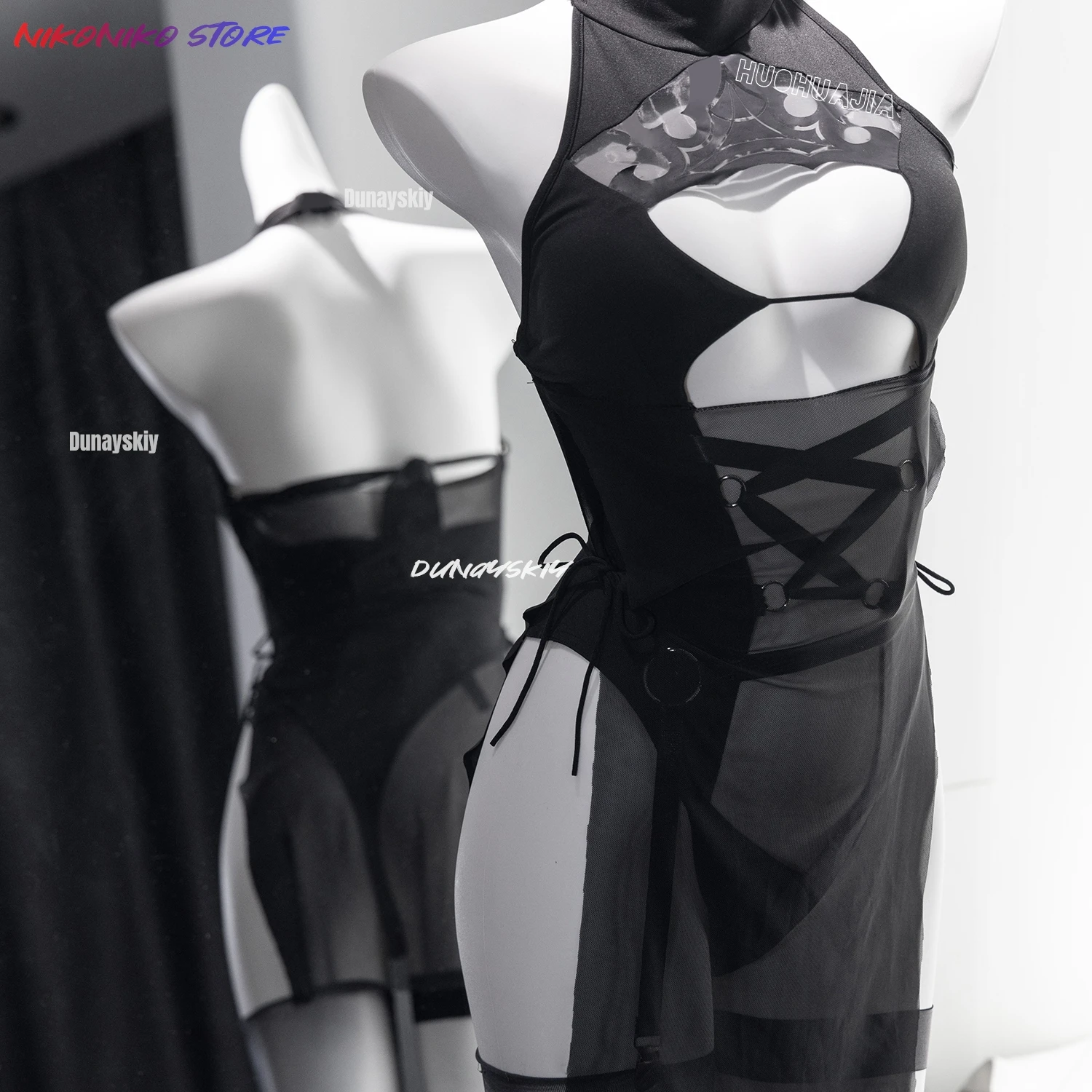 Nier Automata 2B ملابس السباحة 2b فستان NIKKE YoRHa 2B تأثيري حلي للنساء هالوين شيونغسام مثير الملابس الداخلية عيد الميلاد ازياء