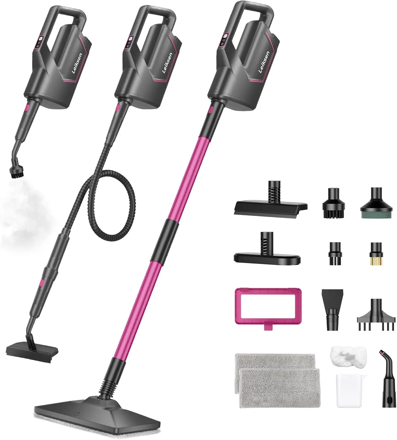 

12-in-1 Steam Mop with Extendable Hose, 23FT Cord, Removable Tank, 260°F Steamer for Multi-Surface Cleaning