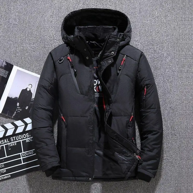 

Mens White Duck Down Jacket Warm Hooded Thick Puffer Jacket Coat Male Casual High Quality Overcoat Thermal Winter Parka Men
