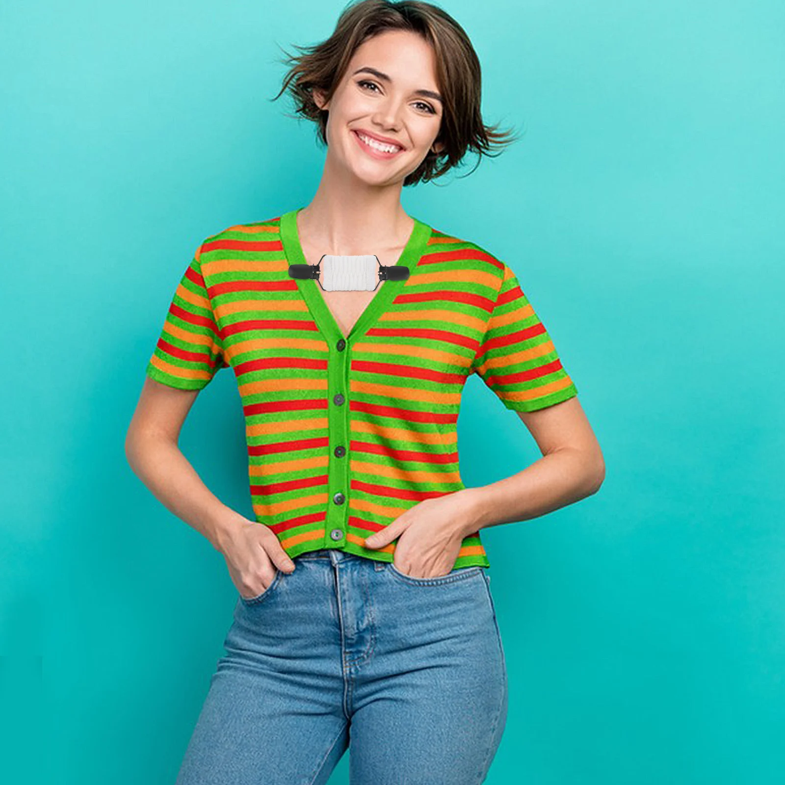 

2Pcs Sweater Clips Elastic Waist Clip Set Dress Shawl Brooch Clips Cardigan Clothing Cincher Clip Women Sweater Clasps