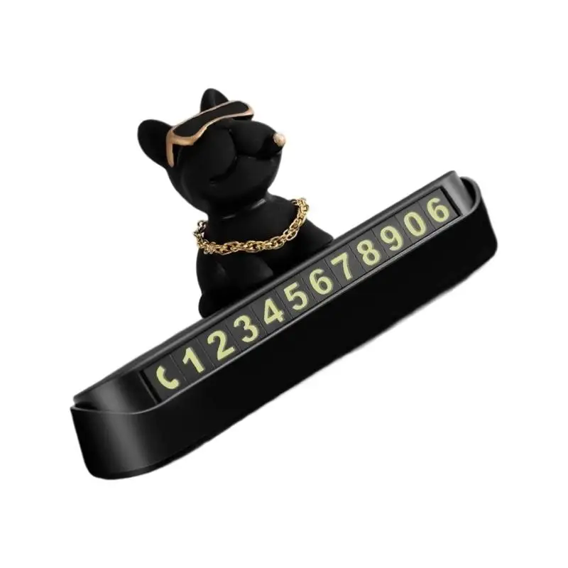 

02DE Adhesive Dog Vehicle Interior Decoration Parking Phone Number Plate