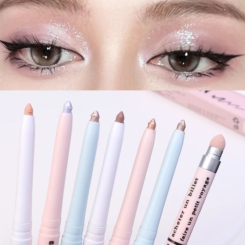 Penna per baco da seta a doppia estremità Dual Pearl Matte Eye Makeup Outline Waterproof Liquid Eye Makeup evidenziatore duraturo cosmetico coreano