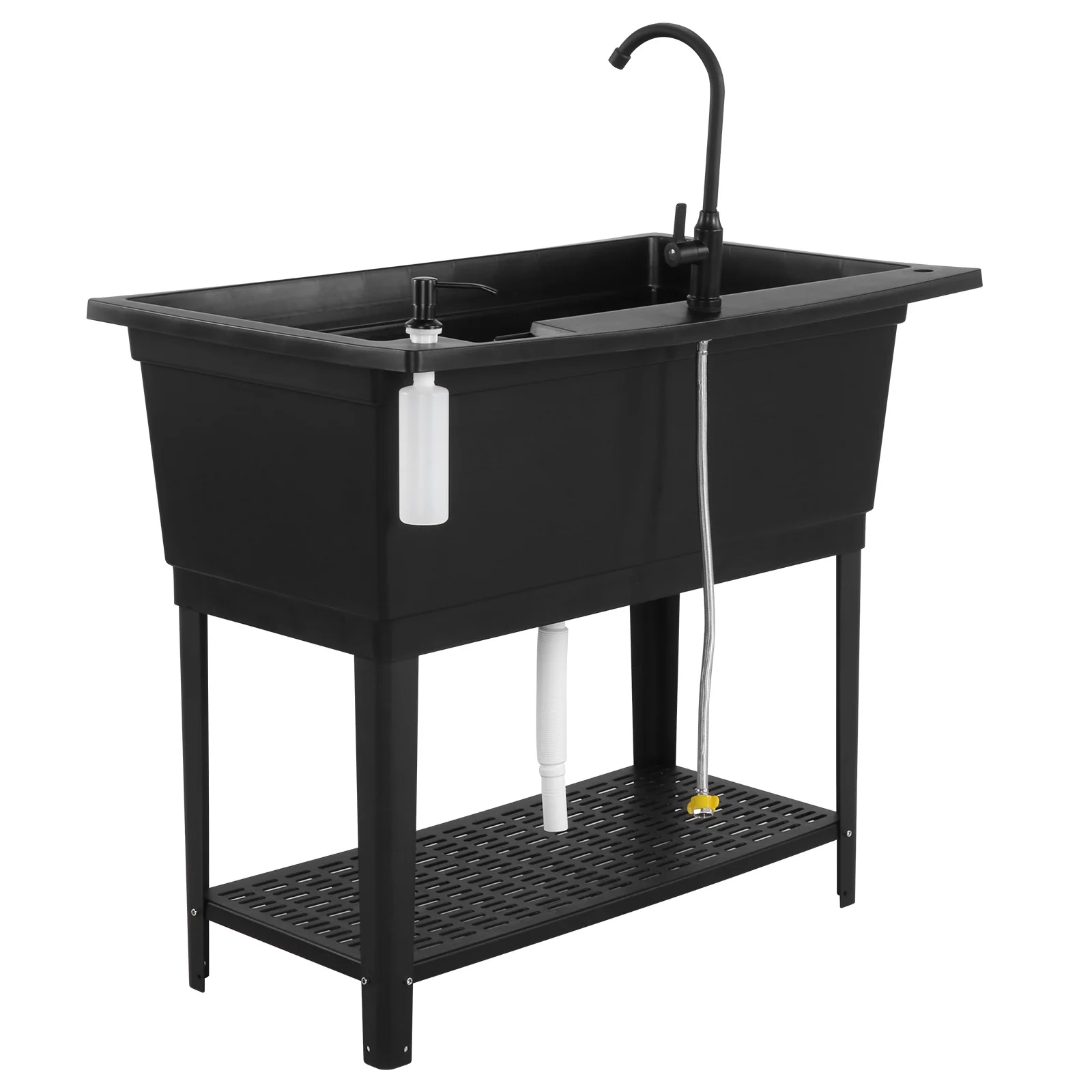 

Отдельностоящая пластиковая раковина для прачечной с краном из нержавеющей стали и дозатором для мыла, уличная станция для мытья рук для прачечной комнаты