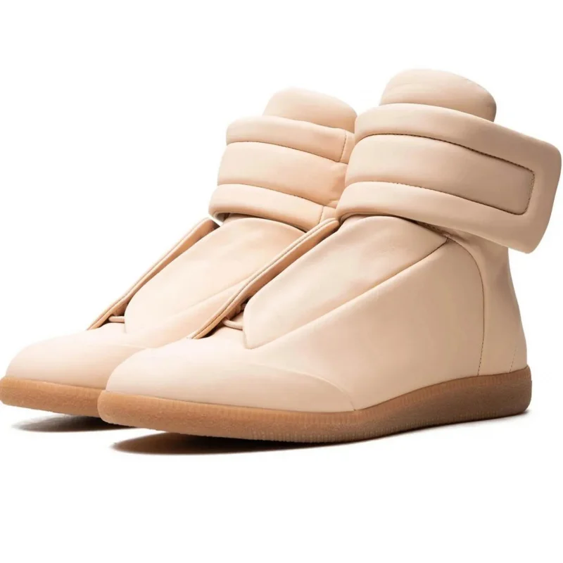 

High Quality Training Shoes Genuine Leather Men's Casual Shoes Street Style Round Toe High-Top Sneakers Outdoor Couples Boots