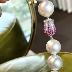 MJ Round 9-11mm Nature Fresh Water White Pearls Pendants Necklaces for Women Fine Birthday Presents