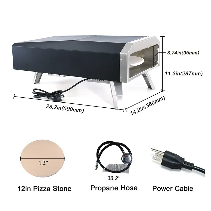 Automatic rotating commercial gas pizza oven, stainless steel durable outdoor toaster