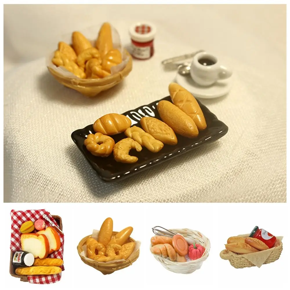 Play Egg Beater Doll House Ornament Miniature Bread Basket Dollhouse Accessories Kitchen Tool Model Simulation Food Toys