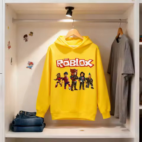 New ROBLOX Game Long Sweatshirt for Boys and Girls with Cartoon Print Fashionable And Popular Sleeve