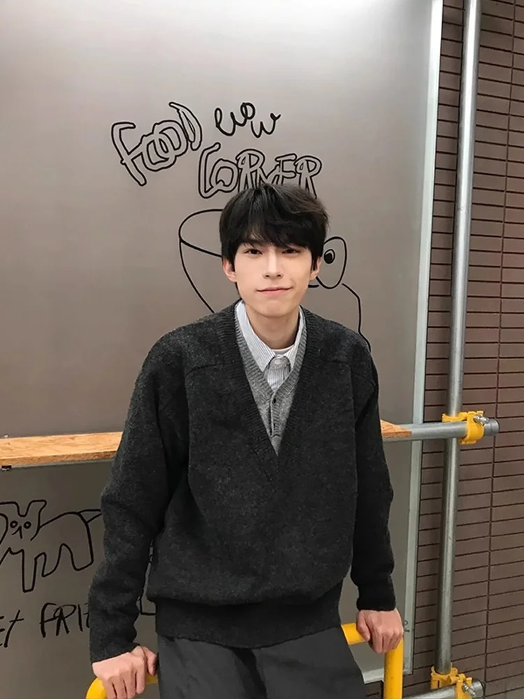 

Мужской повседневный свитер Cleanfit с V-образным вырезом, трикотажный, удобный, свободного кроя, с длинным рукавом, для осени и зимы, цветной