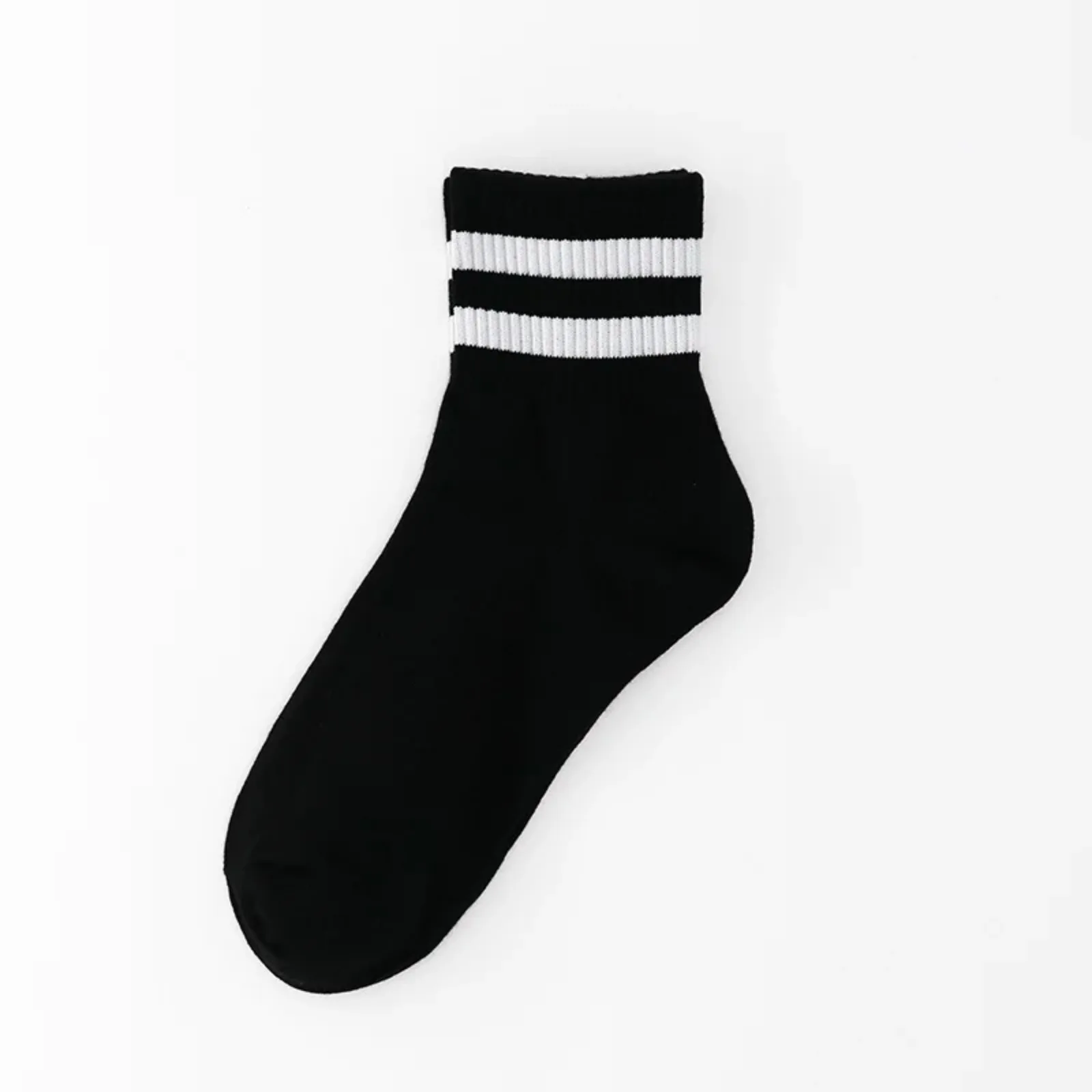 Solid Striped Black White Socks for Woman Men Unisex Street Striped Mid Tube Socks Breathable Sports