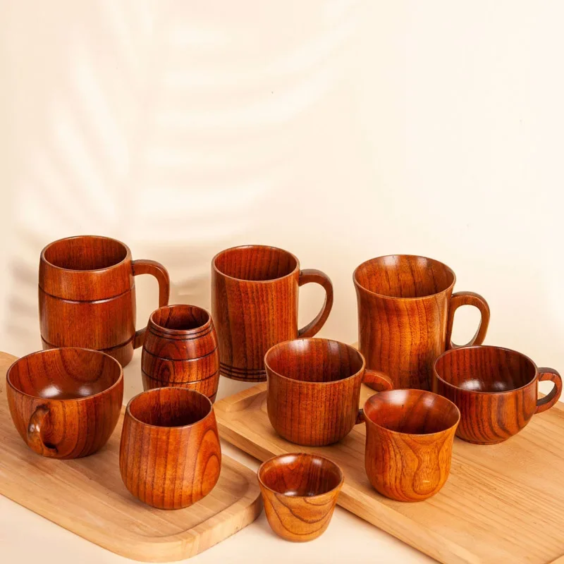 2025 Wooden Cups Handmade Jujube Wood Handle Cups Handle Beer Coffee Milk Tea Mug Handmade Natural Kitchen Bar Drinkware Cup