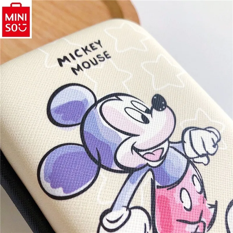 MINISO Disney Mickey Stitch Earphone Storage Bag Student Data Cable Charger Storage Box Zero Wallet Anti drop Waterproof